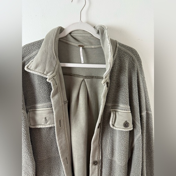 Free People Ruby Shacket Green Medium Oversized - Picture 3 of 5